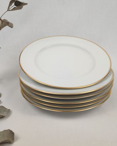 Assiettes à dessert en Porcelaine de Limoges “Lafarge” à filet doré