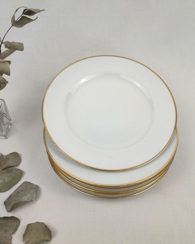 Assiettes à dessert en Porcelaine de Limoges “Lafarge” à filet doré