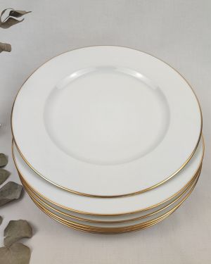 Assiettes plates en Porcelaine de Limoges “Lafarge” à filet doré