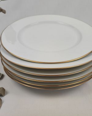 Assiettes plates en Porcelaine de Limoges “Lafarge” à filet doré