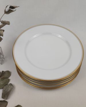 Assiettes plates en Porcelaine de Limoges à 2 filets dorés