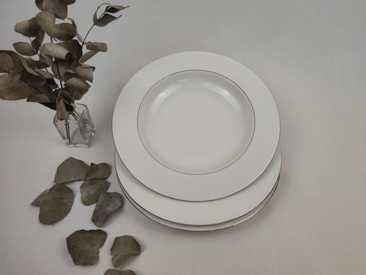 Assiettes creuses à 2 filets dorés