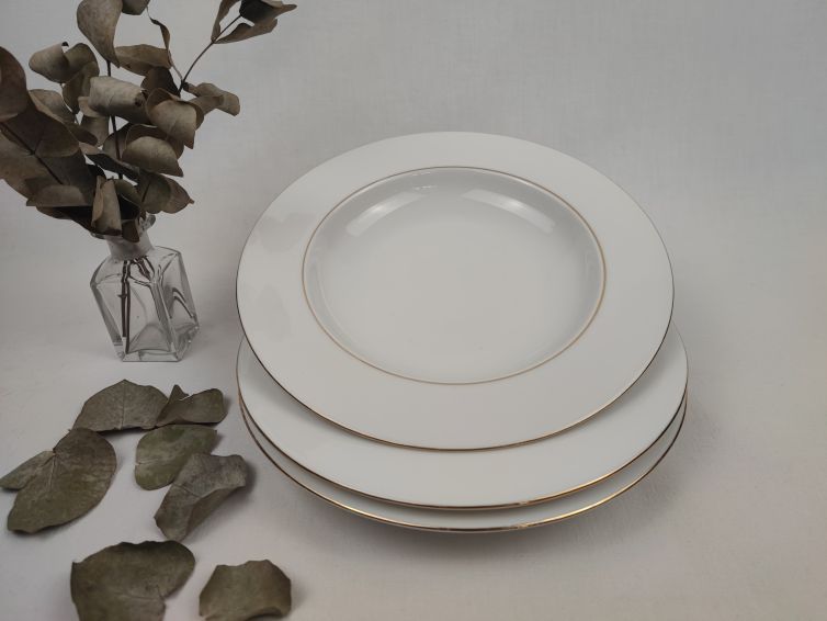 Assiettes creuses à 2 filets dorés