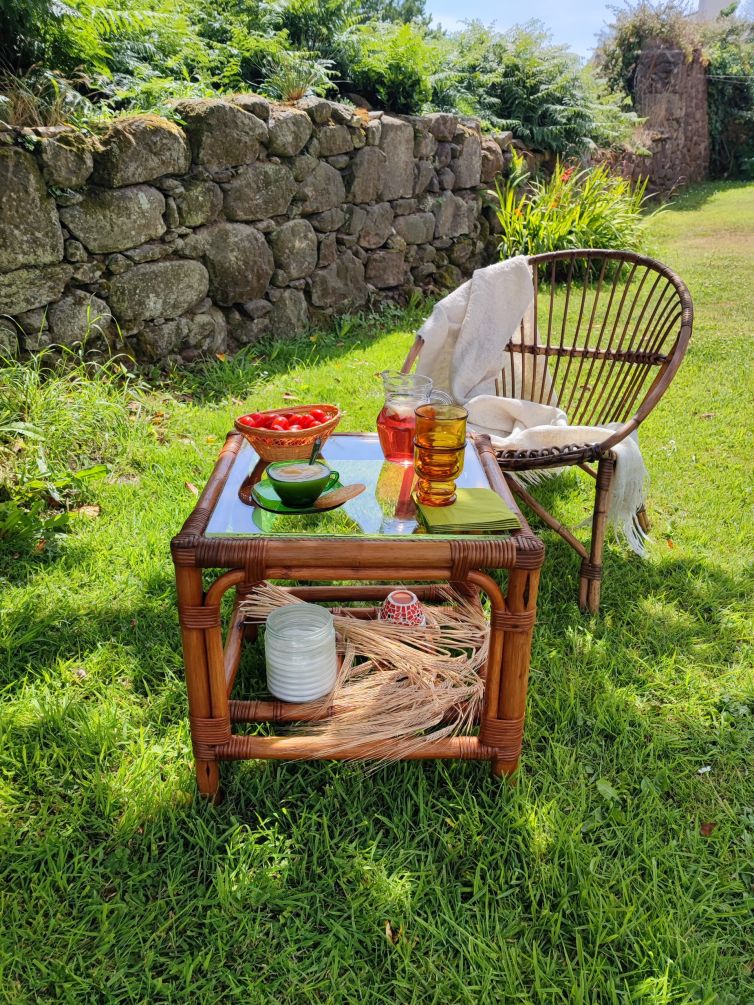 Table basse carré en rotin “Muriel”